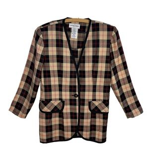 Vintage Casual Corner Plaid Blazer Jacket, Size 6
